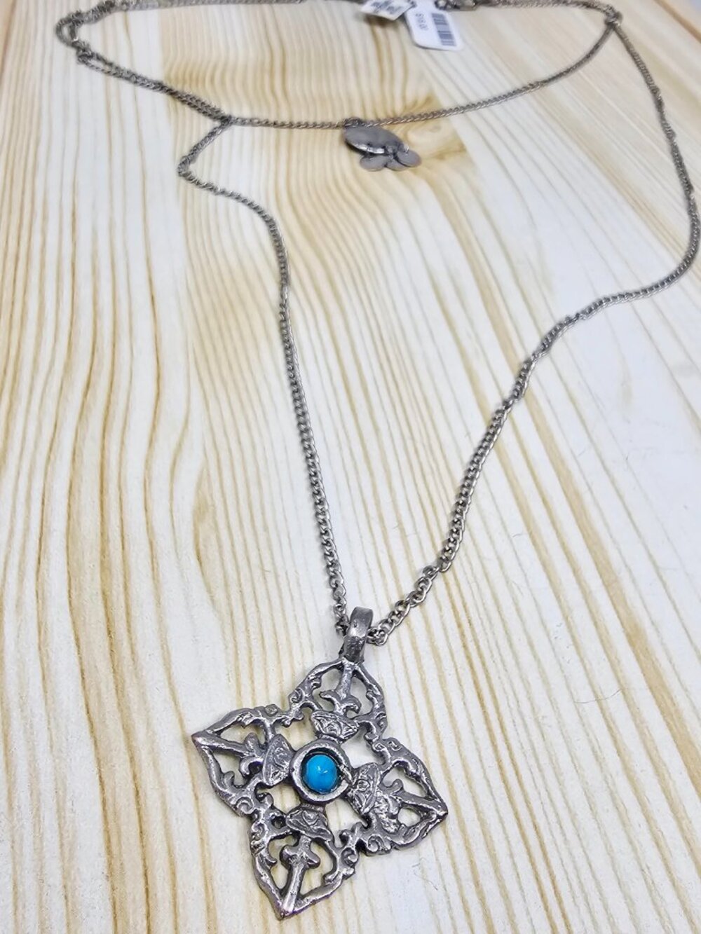 Handmade Vintage Style Layered Necklace Boho Cross Charms Pendant Long - Picture 4 of 4